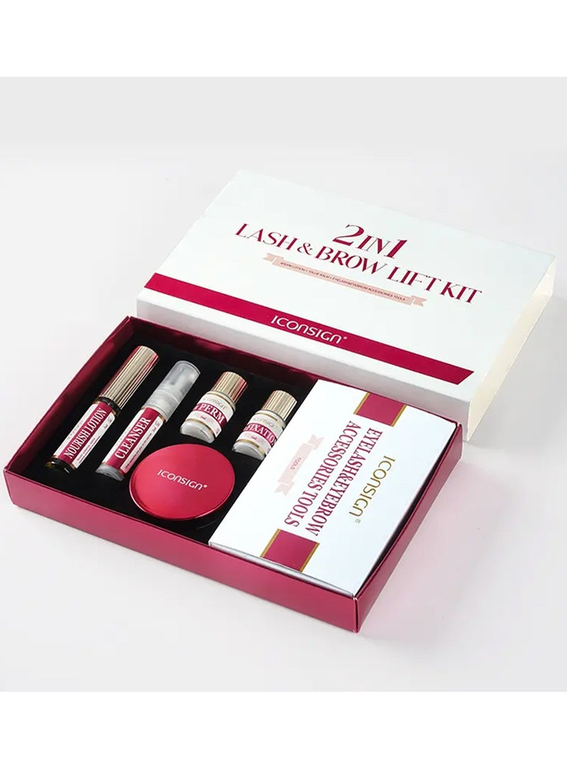 Iconsign 2 in 1 Eyelash and Eyebrow Lifting Permint Kit with all Necessary Tools and Nourish Lotion