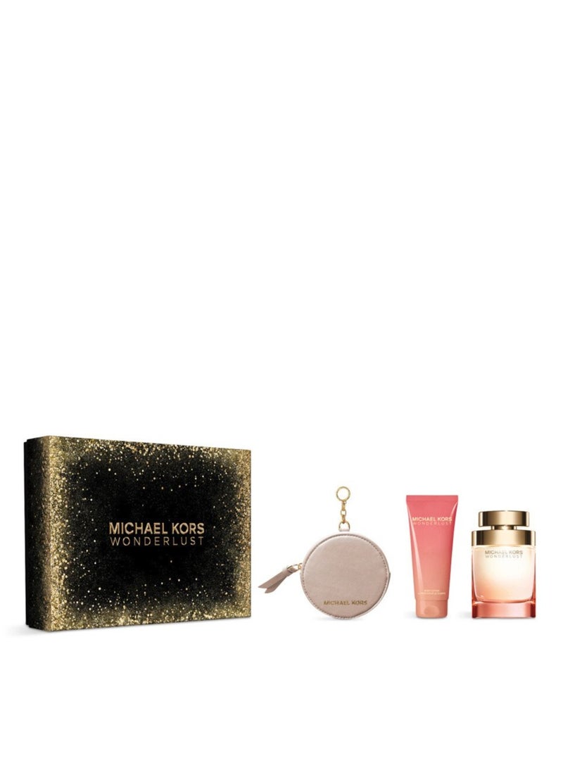 Michael Kors Wonderlust EDP Nat Spray 100 Ml + 1 Tube Body Lotion 100 Ml + Mk Round Purse Gift Set