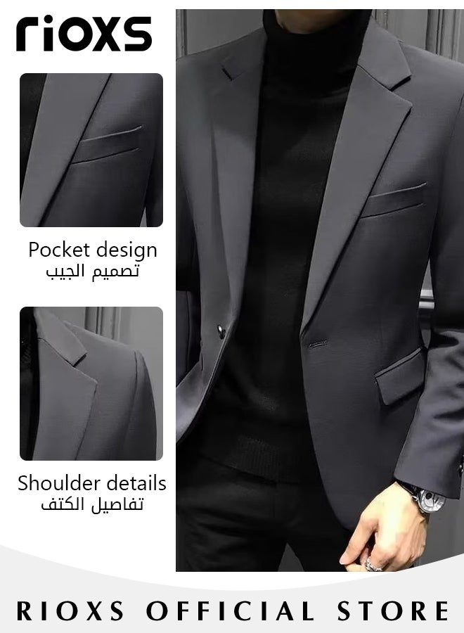 Men's Formal Blazer Long Sleeve Blazer Jacket One Button Slimming Casual Blazer Coat With Two Side Pockets Slim Fit Blazer For Business Wedding Prom Dinner Or Daily Wear