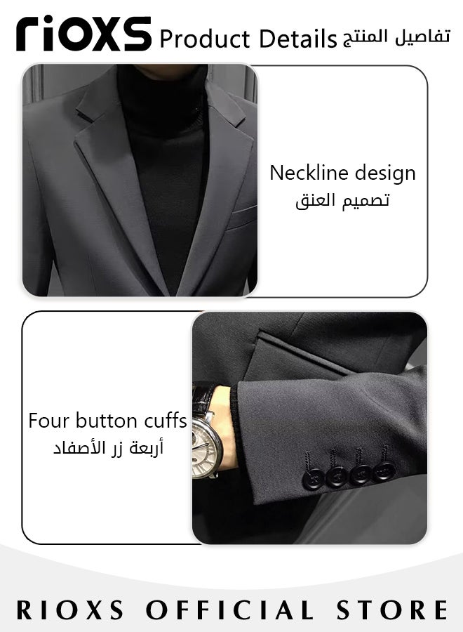 Men's Formal Blazer Long Sleeve Blazer Jacket One Button Slimming Casual Blazer Coat With Two Side Pockets Slim Fit Blazer For Business Wedding Prom Dinner Or Daily Wear