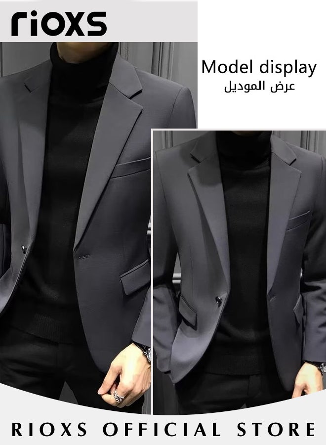 Men's Formal Blazer Long Sleeve Blazer Jacket One Button Slimming Casual Blazer Coat With Two Side Pockets Slim Fit Blazer For Business Wedding Prom Dinner Or Daily Wear