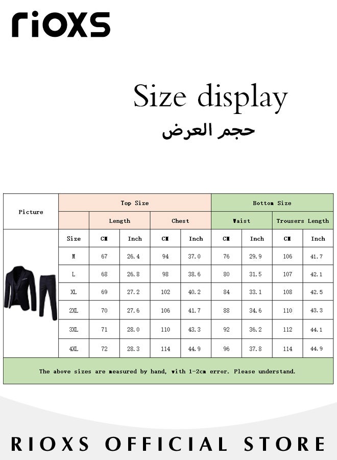 Men's 2 Pieces Formal Suit, Elegant Solid Black Suits, One Button Blazer Suit, Slim Fit Blazer Jacket And Long Blazer Pants, Business Blazer Pants Set For Office Wedding Prom Dinner