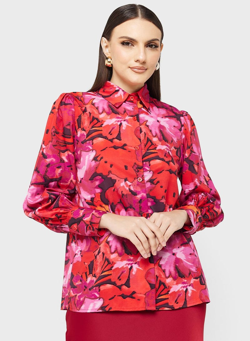 Printed Button Down Shirt