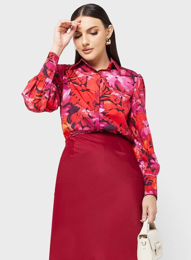 Printed Button Down Shirt