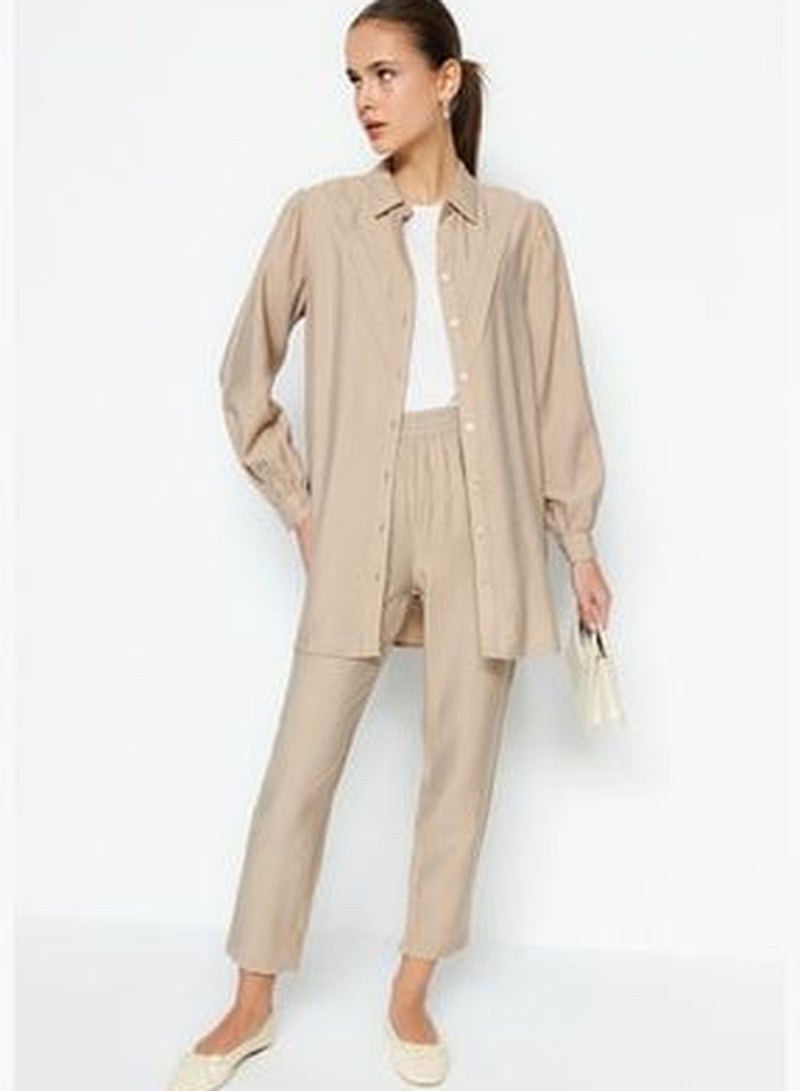 Camel Shirt-Trousers Woven Suit