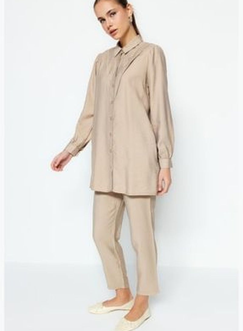 Camel Shirt-Trousers Woven Suit