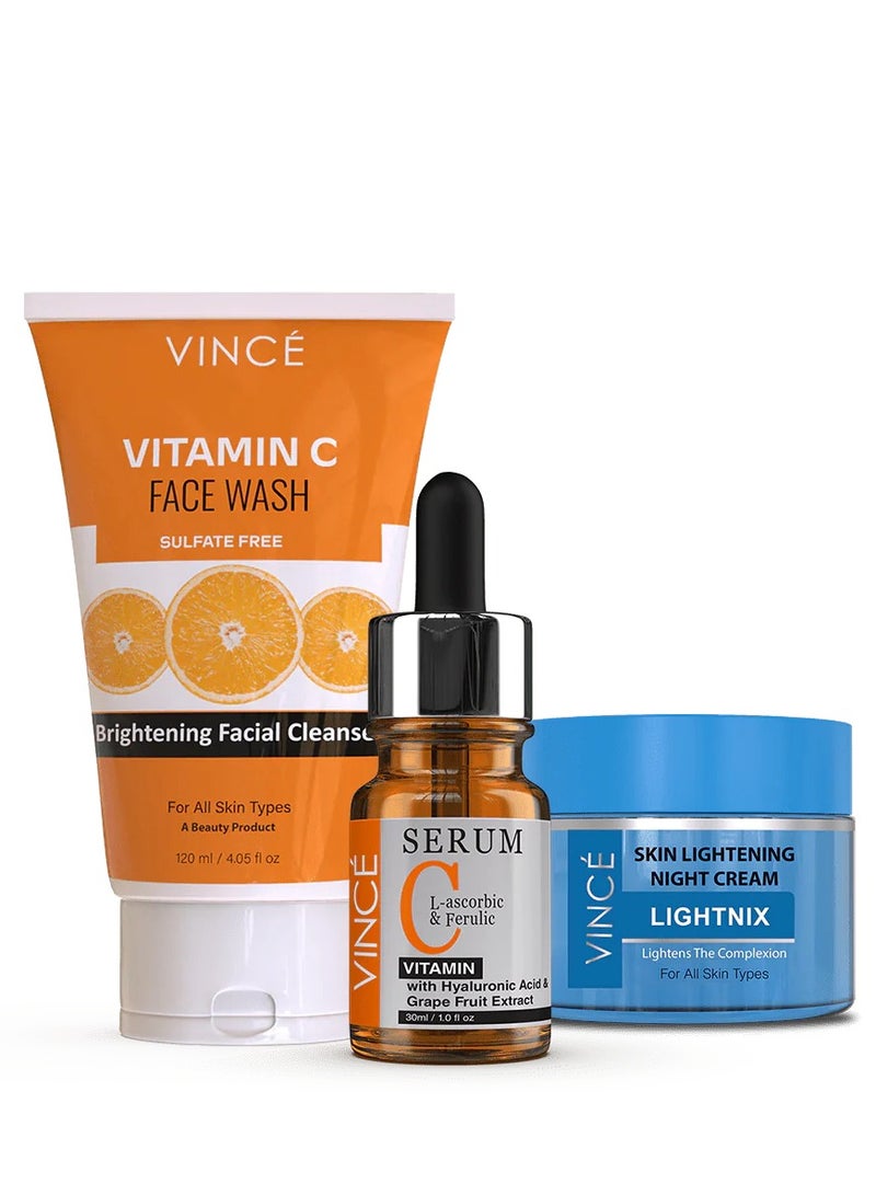 Night Bundle - Vitamin  C Face Wash 120ml + Vitamin C Face Serum 30ml + Night Cream 50ml