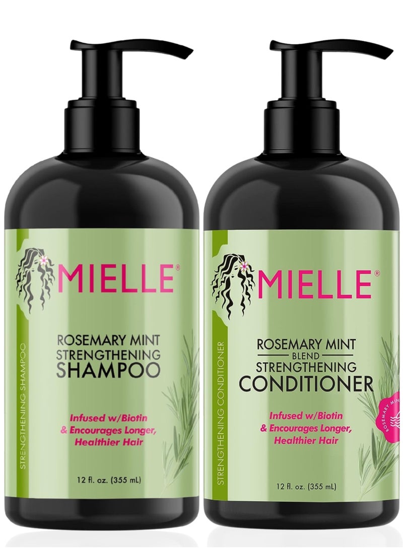 Organics Rosemary Mint Strengthening Set - Shampoo And Conditioner - Infused With Biotin, Cleanses And Helps Strengthen Weak And Brittle Hair 710ml