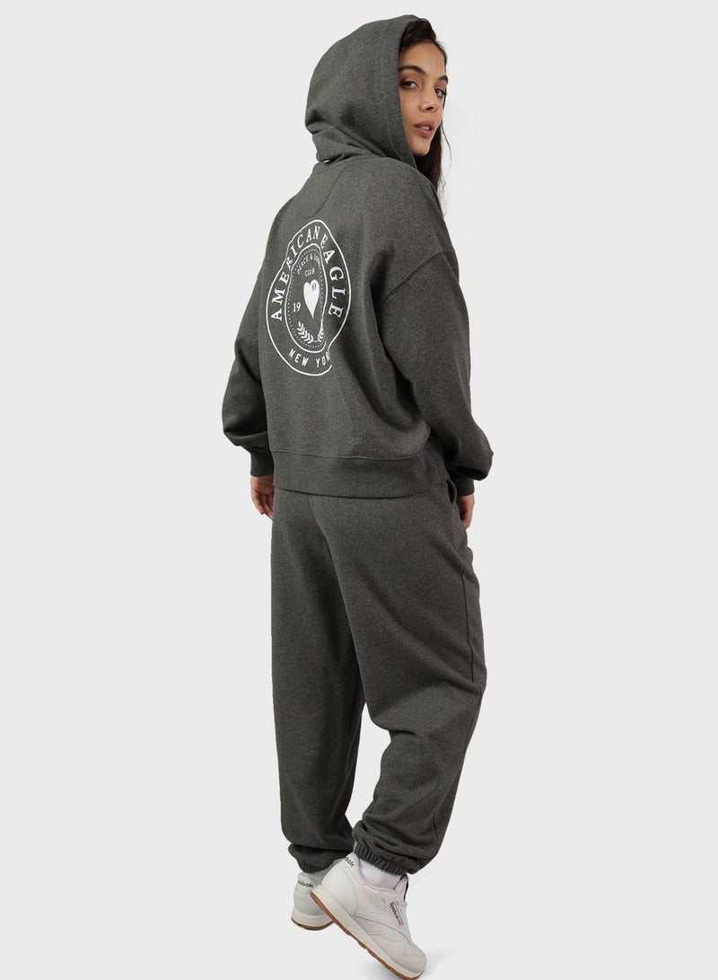 Graphic Zip Through Hoodie