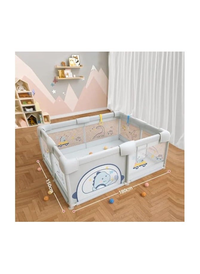 Baby Playpen, 150 x 180 x 68cm Large Play fence for Baby and Toddlers, Large Playard, Anti-Collision Foam Playpens (Gray)