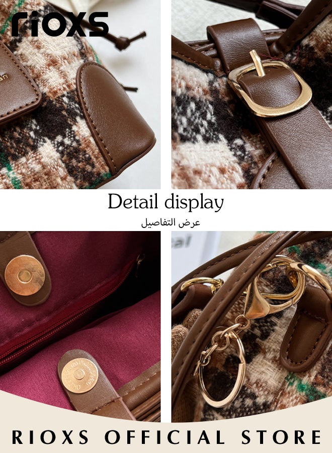 Women's Fashion Tote Shoulder Bag Lightweight Crossbody Bag Small Trendy Design Retro Bucket Bag