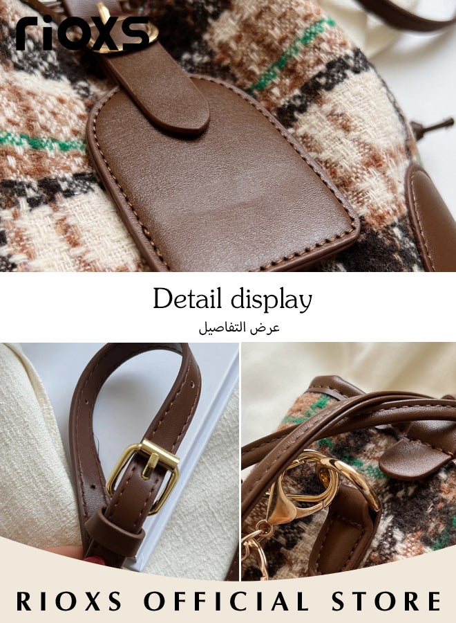 Women's Fashion Tote Shoulder Bag Lightweight Crossbody Bag Small Trendy Design Retro Bucket Bag
