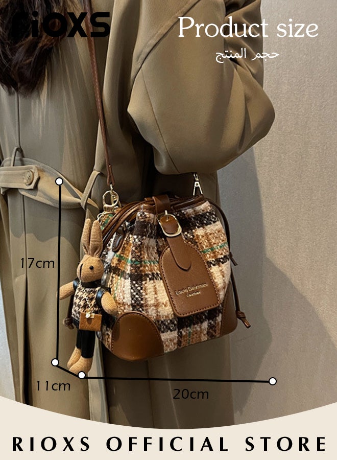 Women's Fashion Tote Shoulder Bag Lightweight Crossbody Bag Small Trendy Design Retro Bucket Bag