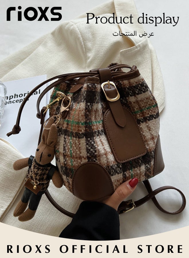 Women's Fashion Tote Shoulder Bag Lightweight Crossbody Bag Small Trendy Design Retro Bucket Bag