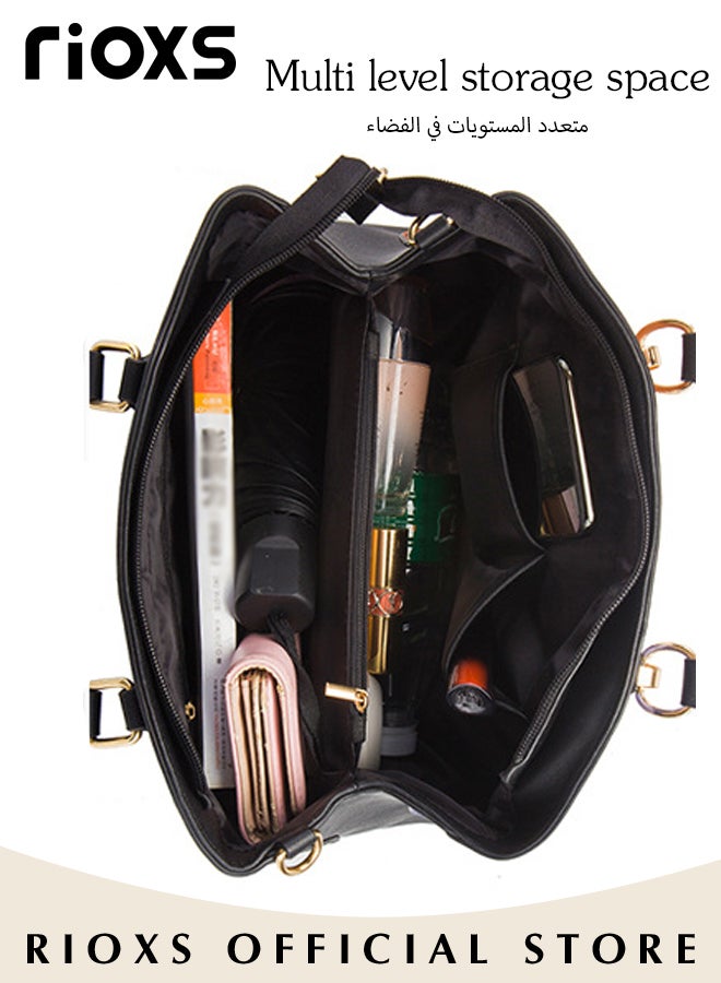 4 pcs Women Fashion Bags Large Capacity Satchel Purses and Handbags for Women Colour Clash Shoulder Tote Bags and Wallets