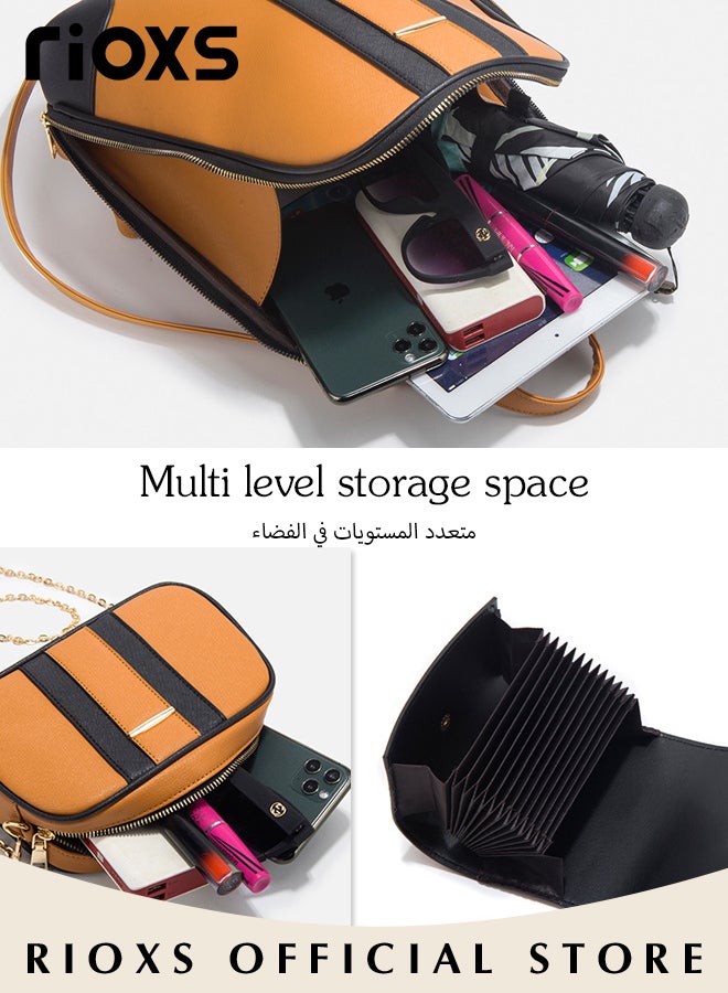 3 pcs Women Fashion Bags Large Capacity Shoulder Backpack and Handbags for Women Fashion Leather Satchel Purses, Women's PU Leather Handbag Combo