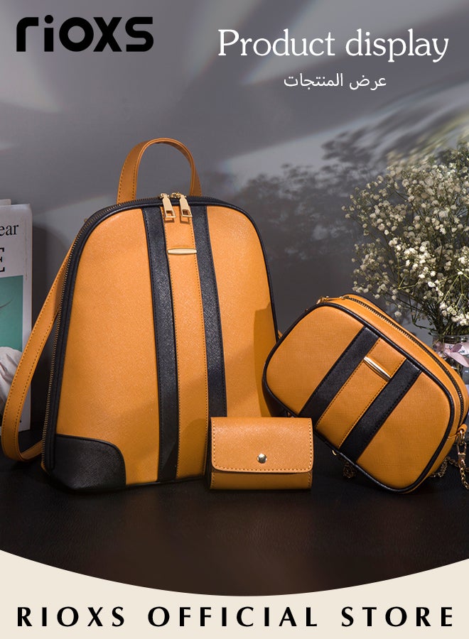 3 pcs Women Fashion Bags Large Capacity Shoulder Backpack and Handbags for Women Fashion Leather Satchel Purses, Women's PU Leather Handbag Combo