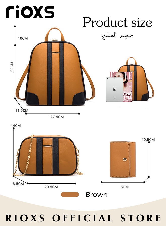 3 pcs Women Fashion Bags Large Capacity Shoulder Backpack and Handbags for Women Fashion Leather Satchel Purses, Women's PU Leather Handbag Combo