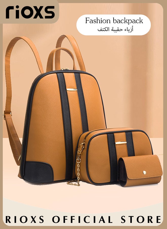 3 pcs Women Fashion Bags Large Capacity Shoulder Backpack and Handbags for Women Fashion Leather Satchel Purses, Women's PU Leather Handbag Combo