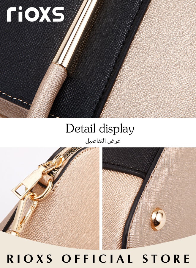 4 Pcs Women Fashion Bags Large Capacity Satchel Purses and Handbags for Women Colour Clash Shoulder Tote Bags and Wallets, Youth Womens Purses and Handbags Set Tote Handbag Satchel Shoulder Bag Purse​