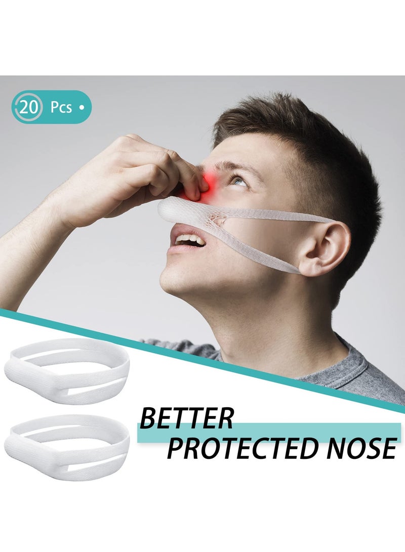 Elastic Nose Bandage Surgery Elastic Bandage Dressing Holder Elastic Bandage Nose Pad Mesh Nose Pads External Nasal Bandage Dressing Holder with High Absorption Capacity for Nose White 20Pcs