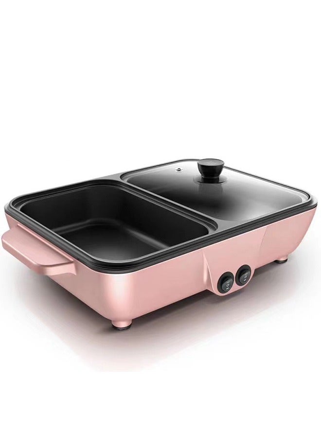 Electric BBQ Grill Hot Pot Electric BBQ Roasting Pans Smokeless Non Stick Temperature Control Hotpot Grill Suitable for 1-4 People Gatherings