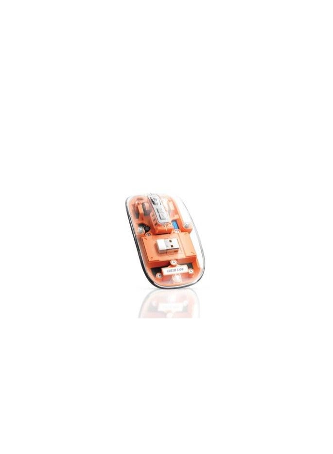 Green Lion Transparent Mouse 2400DPI 400mAh - Orange