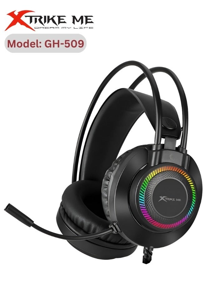 Gaming Headset GH-509 Wired Stereo Gaming Headset Black-Wired Gaming Headphone with Crystal Clear Microphone for PS5 PS4 PC and Switch