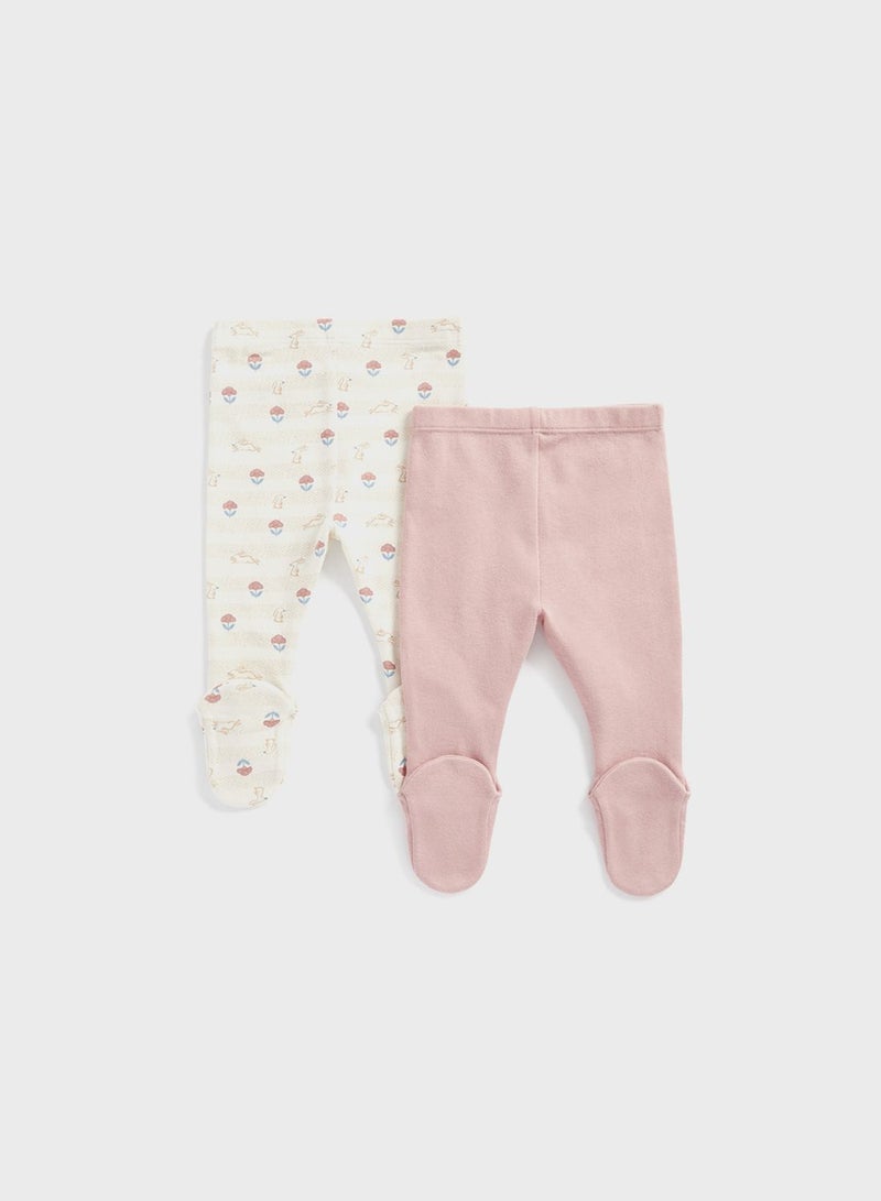 Infant 2 Pack Assorted Leggings With Feet