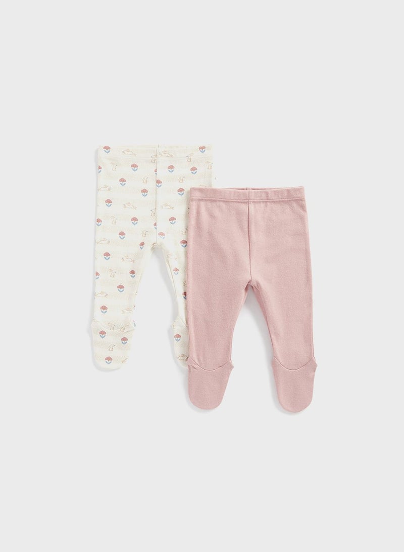 Infant 2 Pack Assorted Leggings With Feet