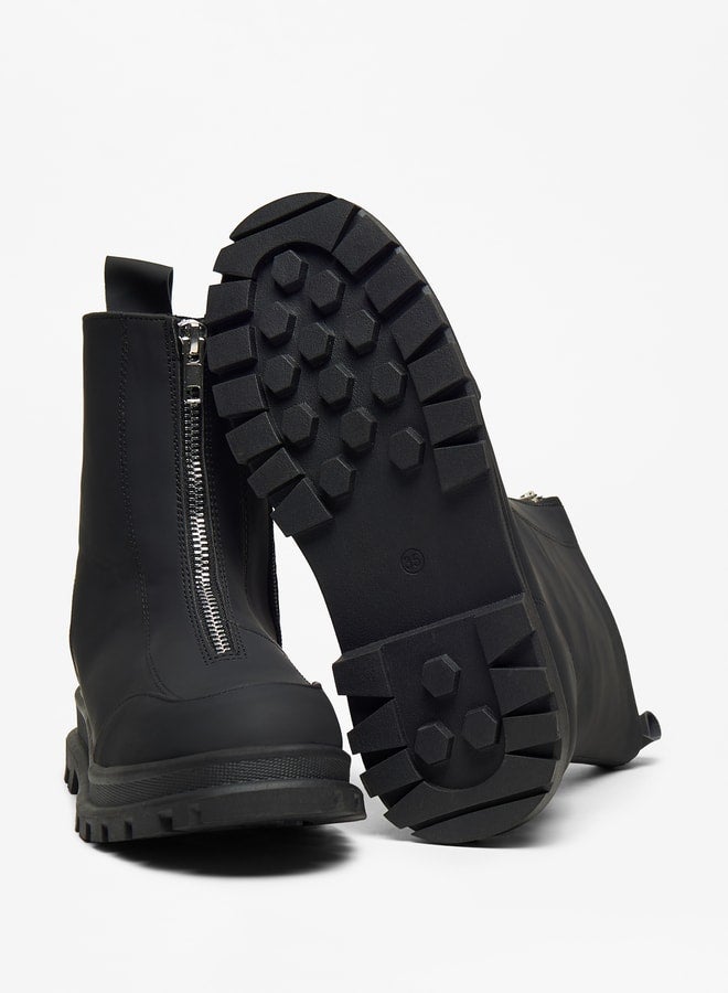 Girls'S Solid Boots With Zip Closure