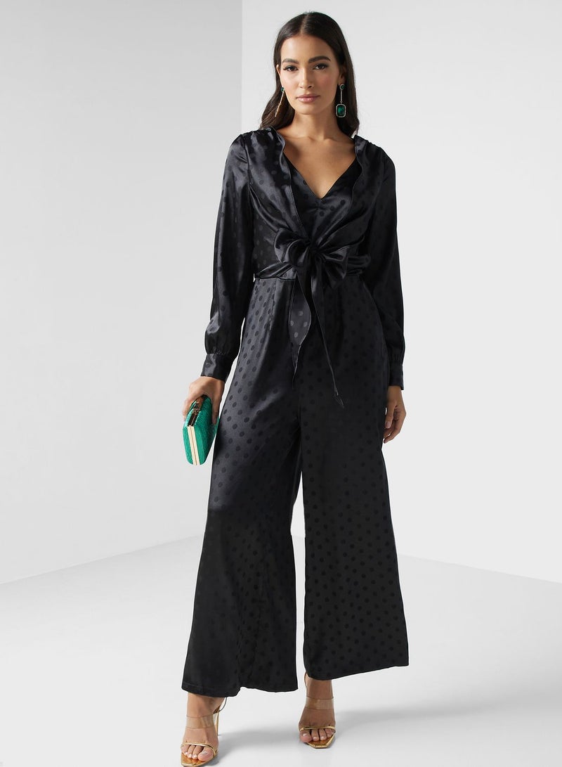 Tie Detail Wide Leg Jumpsuit