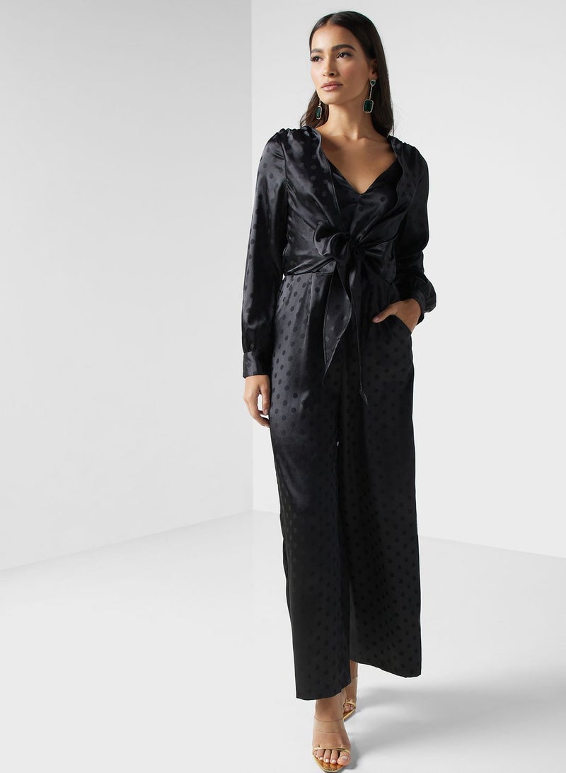 Tie Detail Wide Leg Jumpsuit