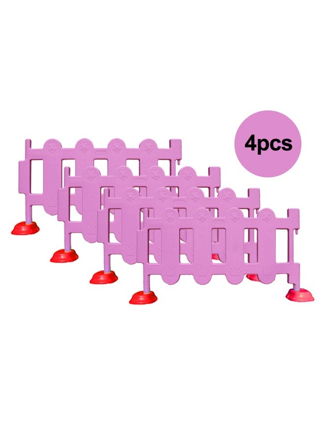 4pcs Plastic Pink Play Yard Fence Indoor Baby Playpen