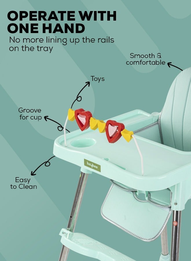 3 In 1 Invictus Baby High Chair For Kids With 2 Adjustable Height & Footrest, Baby Toddler Feeding Chair Booster Seat With Tray, Safety Belt Kids High Chair For Baby 6 Months To 4 Years Boy Girl Green