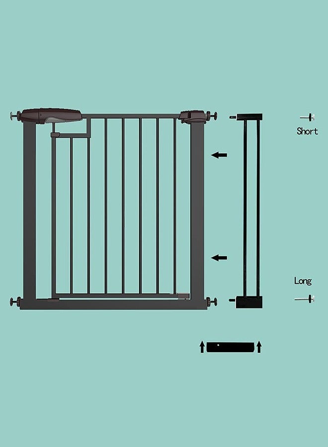 Baybee 75-85cm Auto Close Baby Safety Gate For Kids, Extra Tall Baby Fence Barrier Dog Gate With Easy Walk-thru Child Gate, For House, Stairs, Door- Black