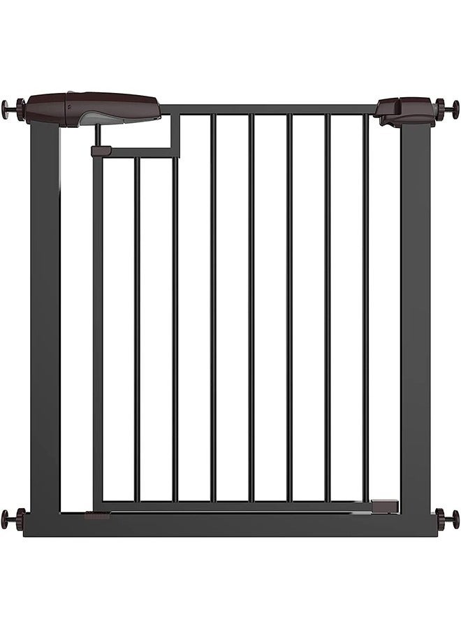 Baybee 75-85cm Auto Close Baby Safety Gate For Kids, Extra Tall Baby Fence Barrier Dog Gate With Easy Walk-thru Child Gate, For House, Stairs, Door- Black