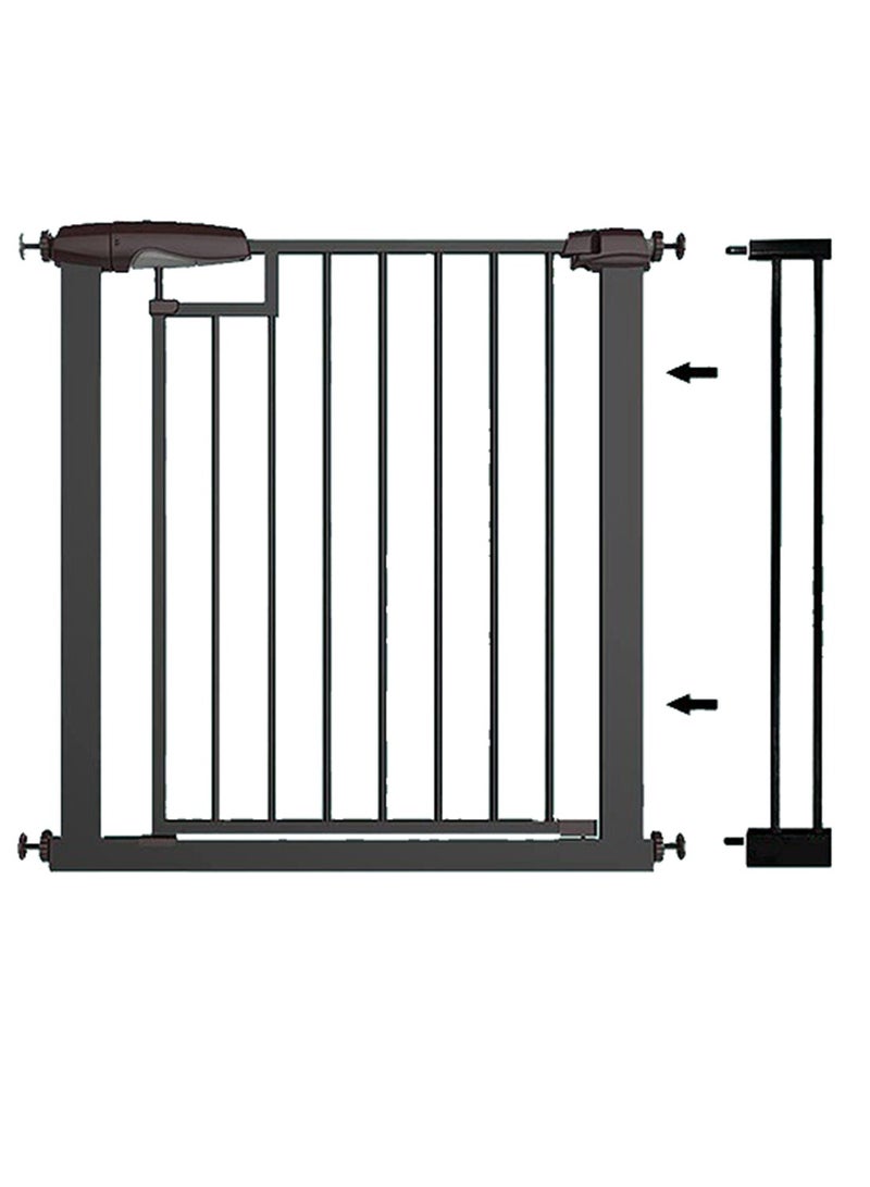 Baybee 75-85+10cm Auto Close Baby Safety Gate For Kids, Extra Tall Baby Fence Barrier Dog Gate With Easy Walk-thru Stairs, Door Kids Safety Gate For Baby Black