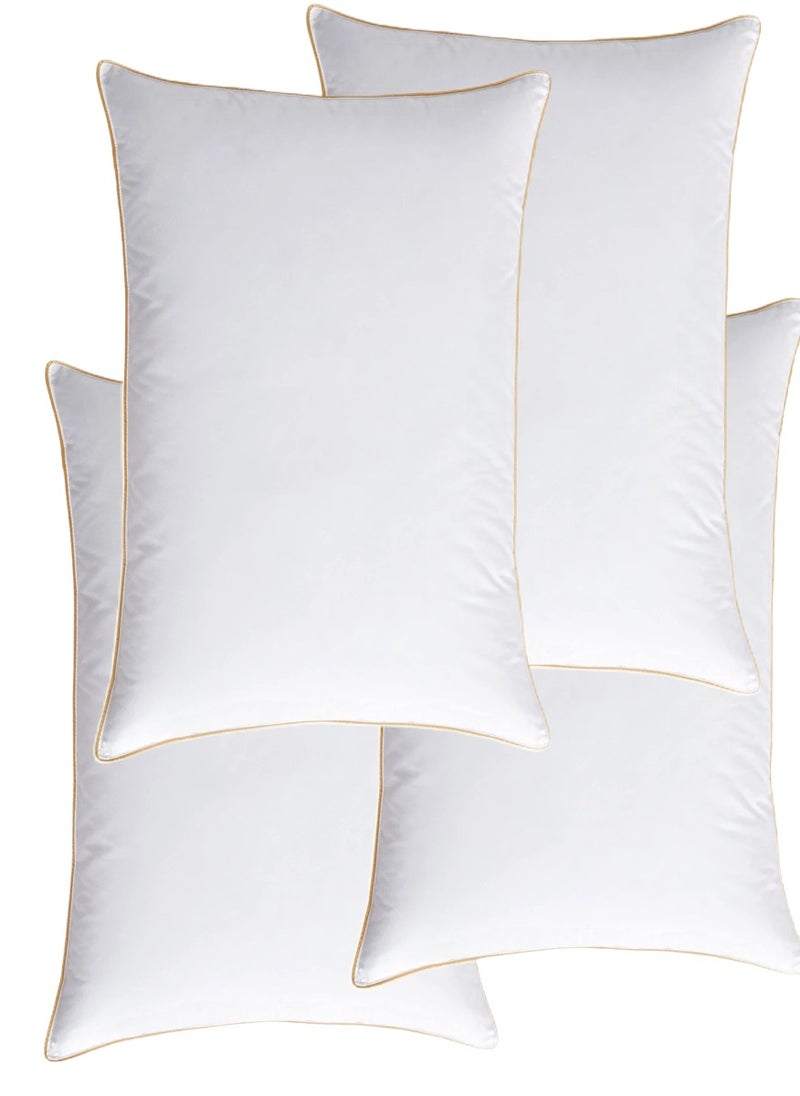 4 Piece Pack Cotton Single Piping Design Bed Pillow White 50x70cm Made in Uae