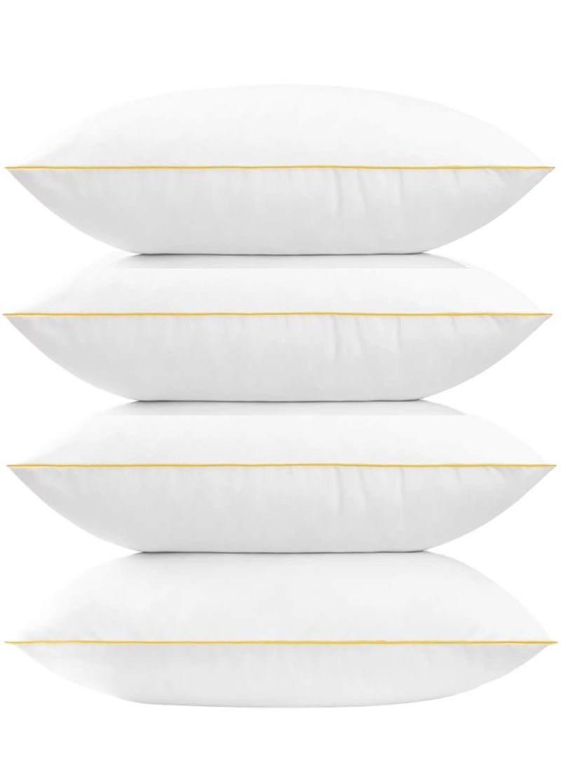 4 Piece Pack Single Piping Cotton Pillow White 50x70cm Made in Uae