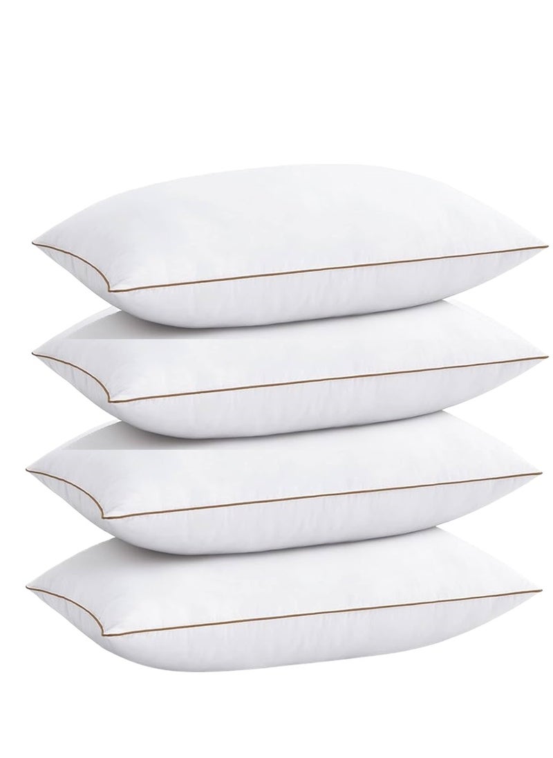 4 Piece Pack Classic Golden Edge Single Piping Pillow 50x70cm Made in Uae