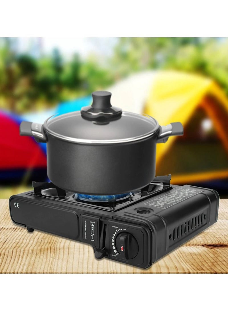 Portable Gas Stove, Outdoor Camping Portable Gas Stove Double Use Stainless Steel Black Gas Stove Heater