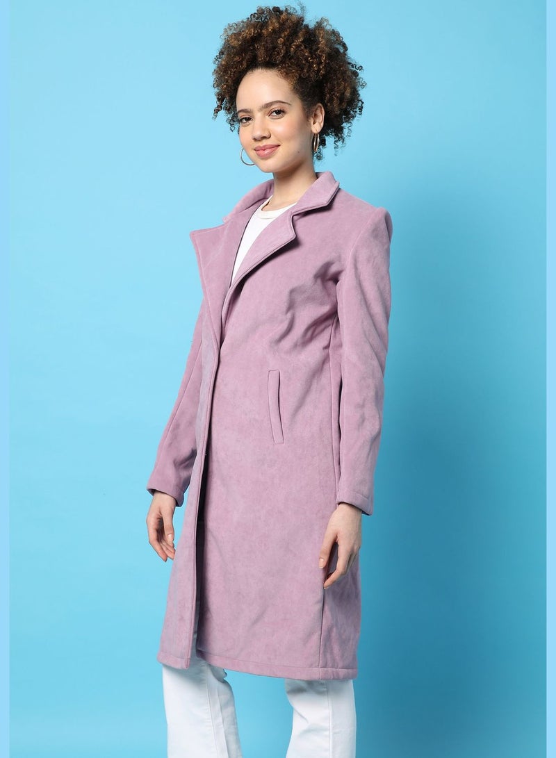 Women’s Solid Long Coat Regular Fit For Casual Wear