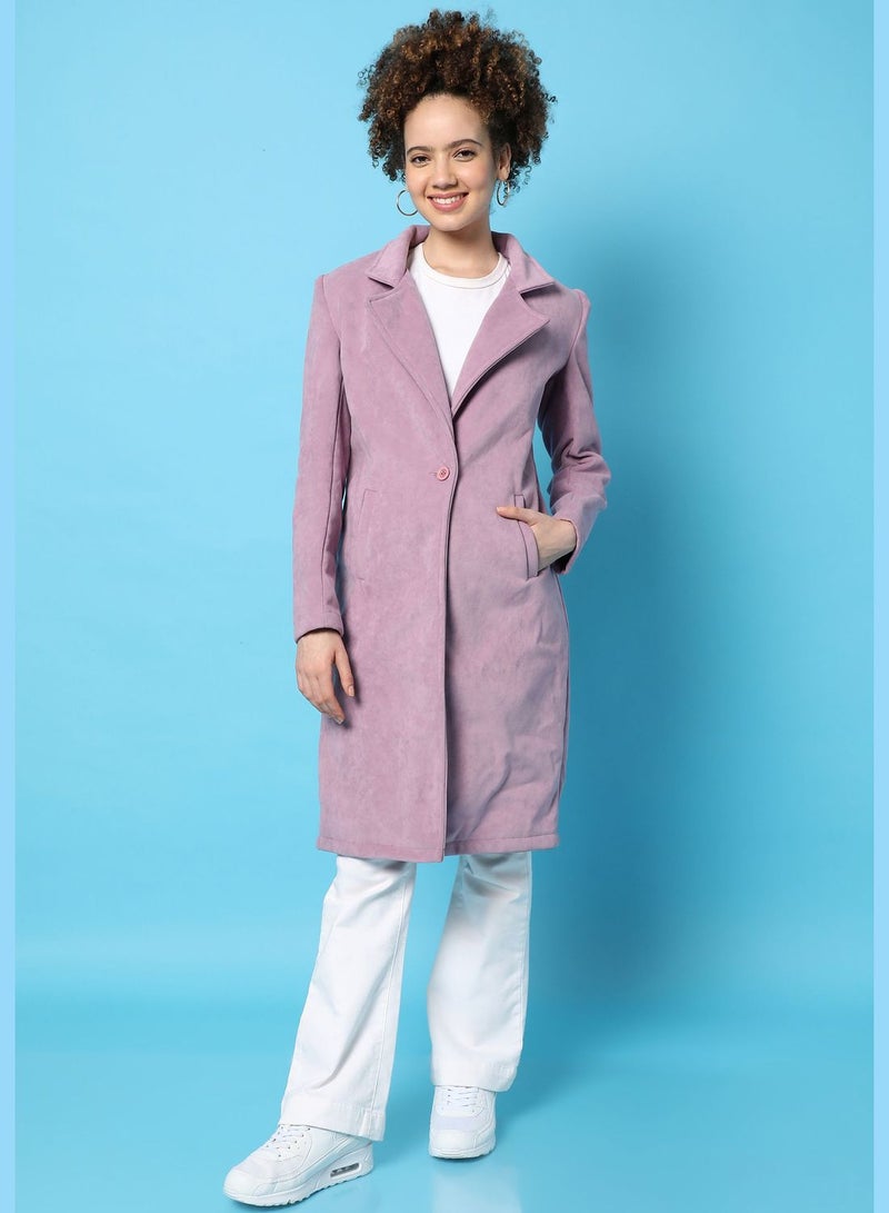 Women’s Solid Long Coat Regular Fit For Casual Wear