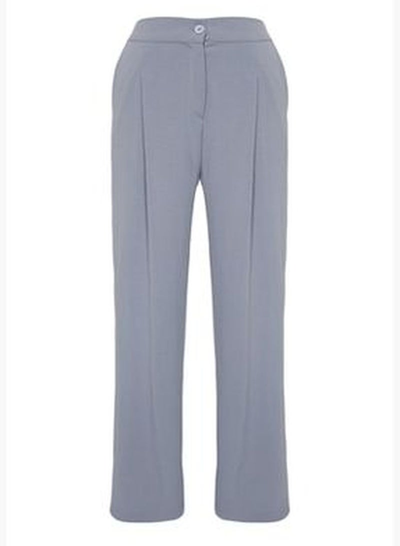 Gray Melange High Waist Pleated Woven Trousers TBBSS22PL0448