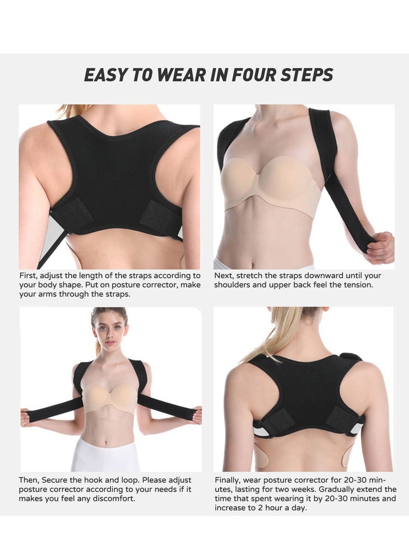 Adjustable Back Brace Posture Corrector - Comfortable Upper Spine Support for Women and Men, Relieve Neck Shoulder Clavicle, and Back Pain,Breathable Grey Design