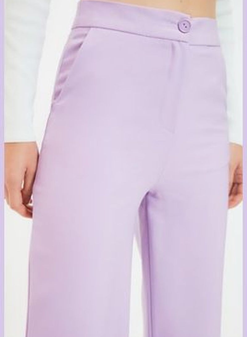 Lilac Wide Leg Woven Trousers TWOSS19ST0179