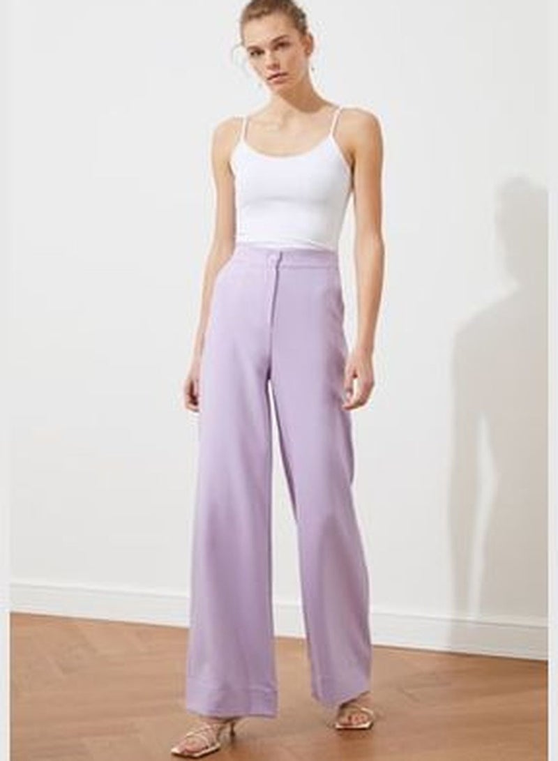 Lilac Wide Leg Woven Trousers TWOSS19ST0179