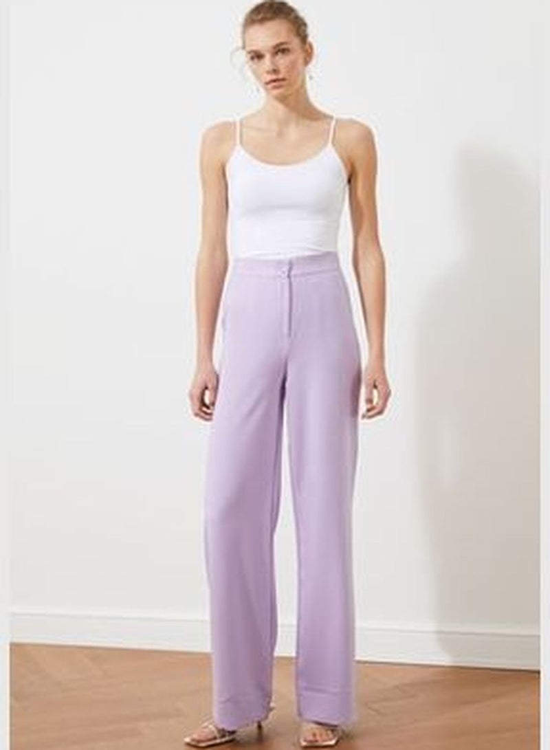 Lilac Wide Leg Woven Trousers TWOSS19ST0179