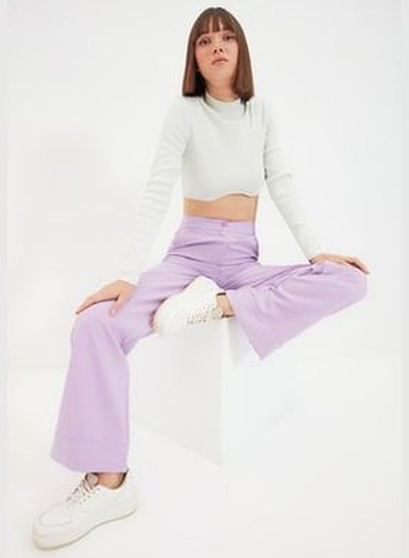 Lilac Wide Leg Woven Trousers TWOSS19ST0179